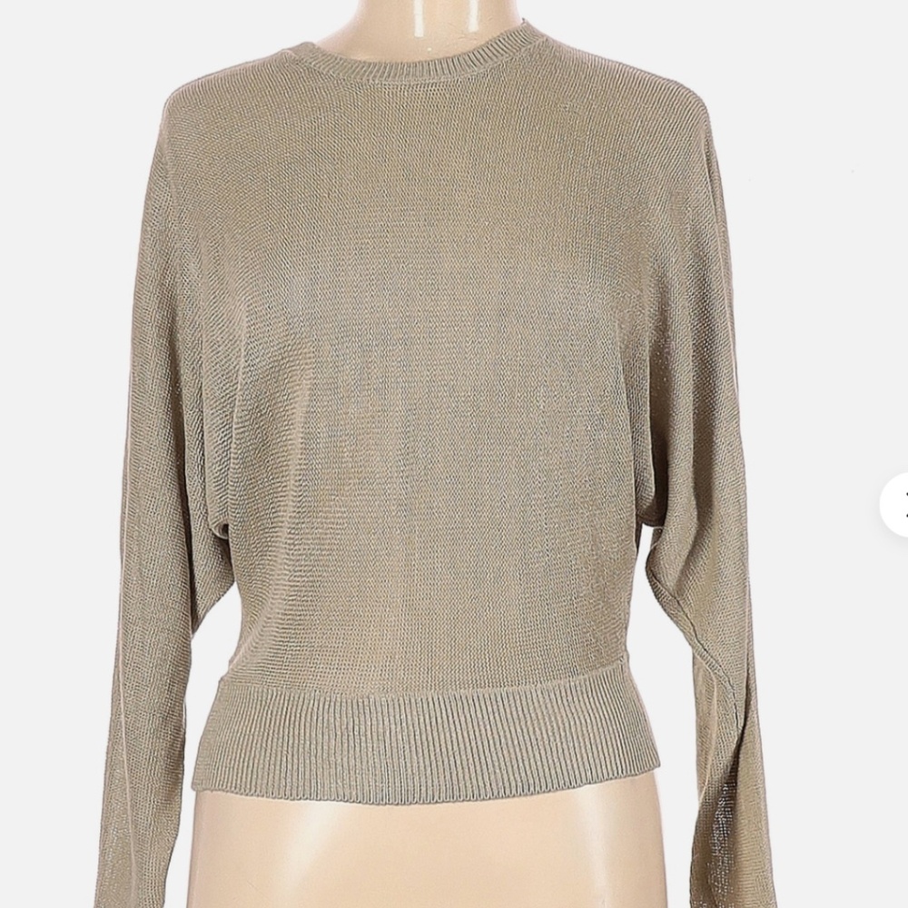 $250 Frame Denim 100% Organic Linen dolman drop shoulder knit sweater XXS tan